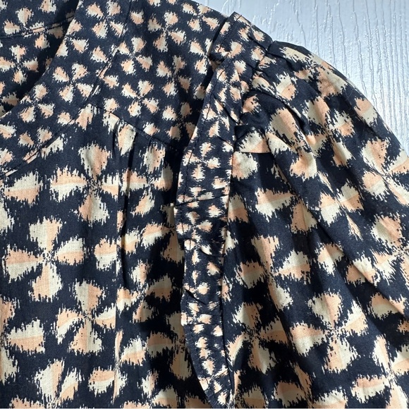 ba&sh Colette top, short puff sleeve, navy multi, size XS/2, spring, summer - Picture 7 of 13